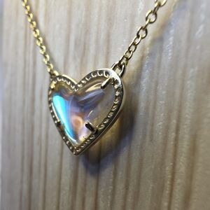 Kendra Scott Gold Heart Necklace with Iridescent Stone